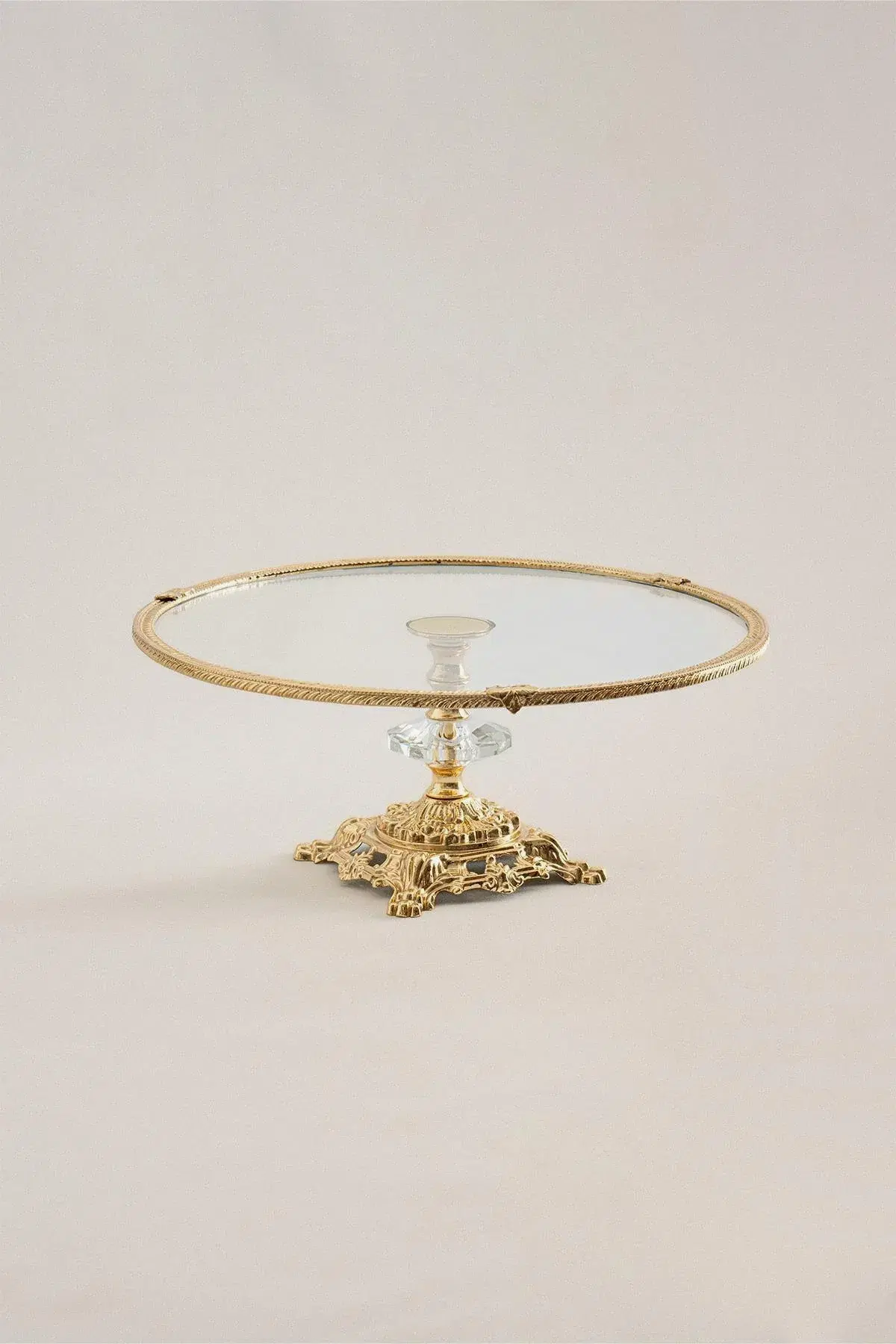 Sierra Altın Detaylı Ayaklı Sunumluk Yuvarlak (29 cm) - Nazik Home - Yuvama Değer!