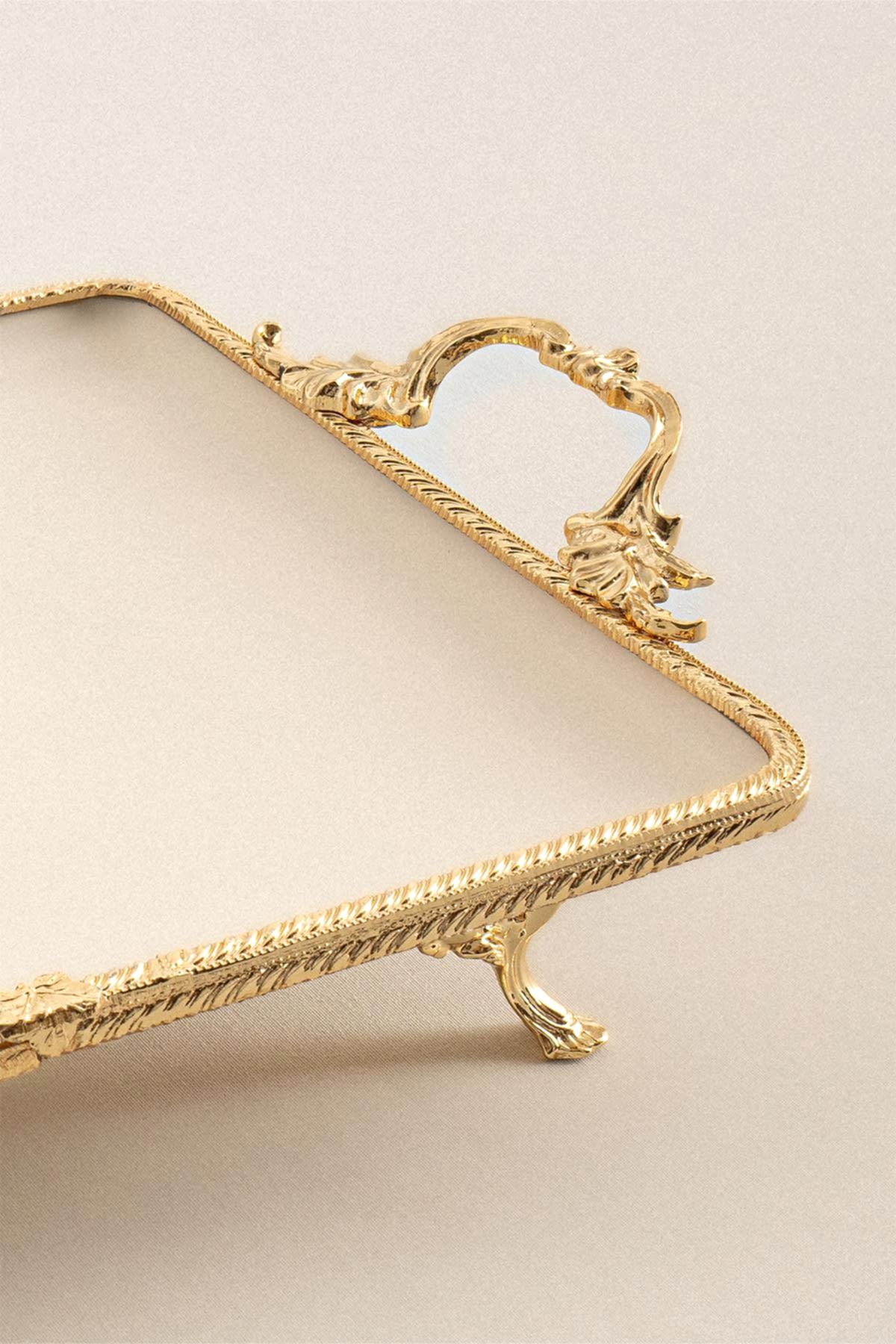 Sierra Altın Detaylı Kulplu Porselen Sunumluk Dikdörtgen (35 x 26 cm) - Nazik Home - Yuvama Değer!