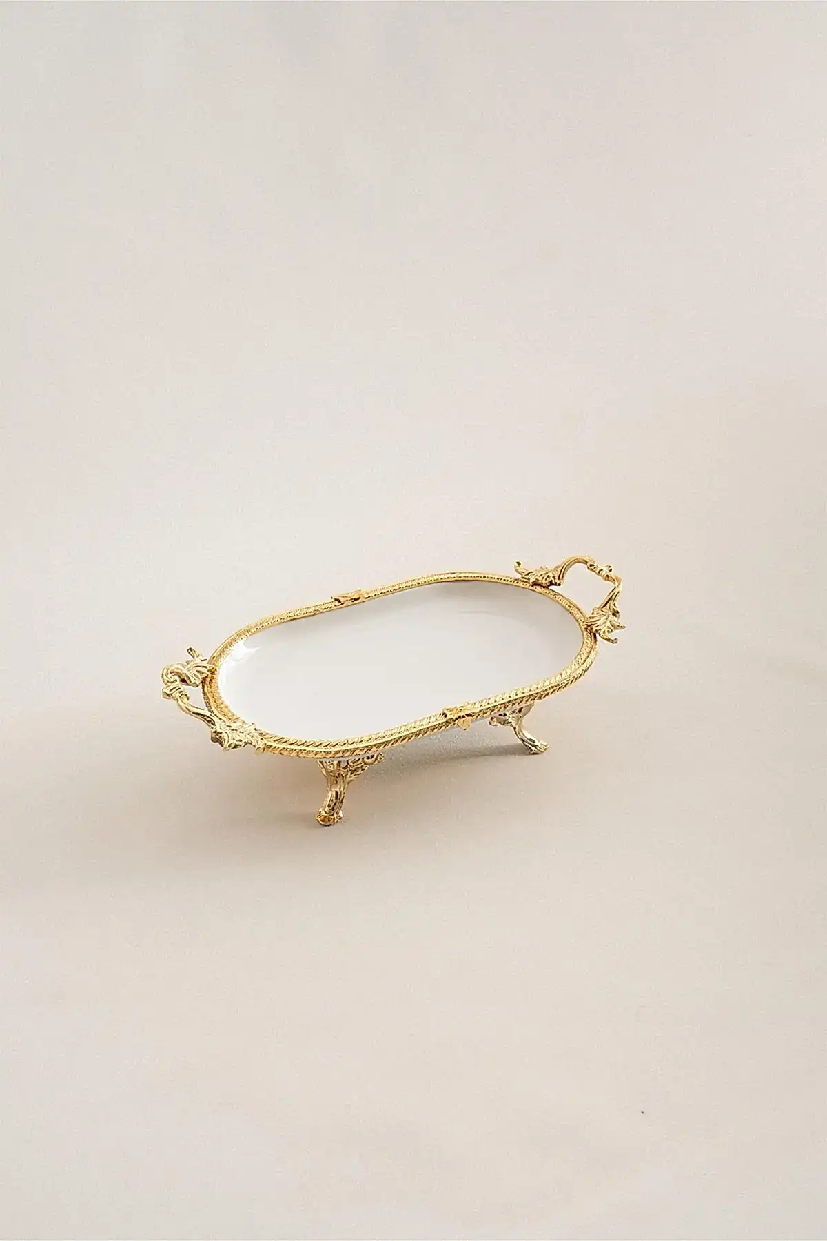 Sierra Altın Detaylı Kulplu Porselen Sunumluk Oval (25 x 15 cm) - Nazik Home - Yuvama Değer!