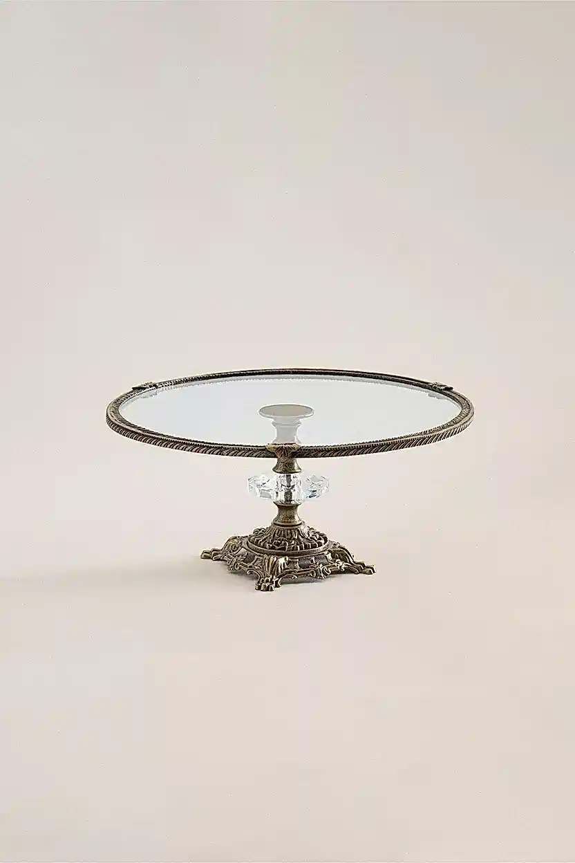 Sierra Eskitme Detaylı Ayaklı Sunumluk Yuvarlak (25 cm) - Nazik Home - Yuvama Değer!