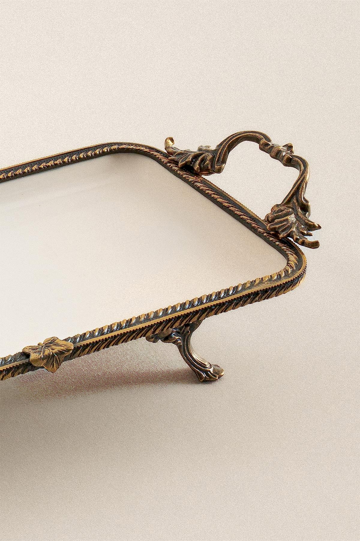 Sierra Eskitme Detaylı Kulplu Porselen Sunumluk Dikdörtgen (30 x 14 cm) - Nazik Home - Yuvama Değer!