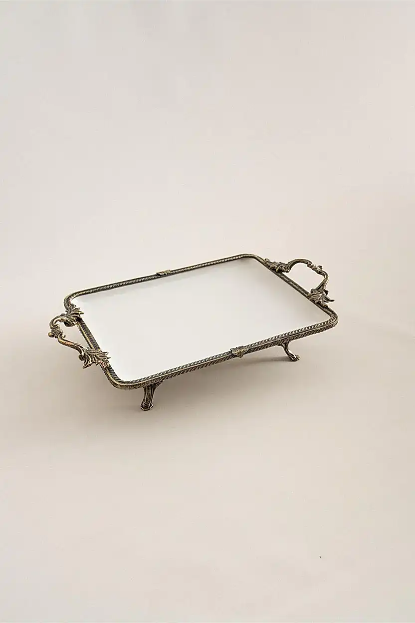 Sierra Eskitme Detaylı Kulplu Porselen Sunumluk Dikdörtgen (30 x 22 cm) - Nazik Home - Yuvama Değer!