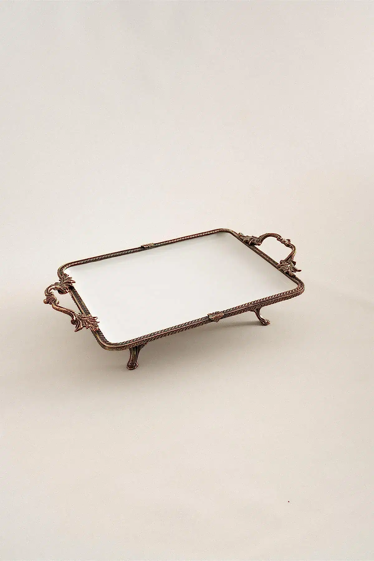 Sierra Eskitme Detaylı Kulplu Porselen Sunumluk Dikdörtgen (30 x 22 cm) - Nazik Home - Yuvama Değer!