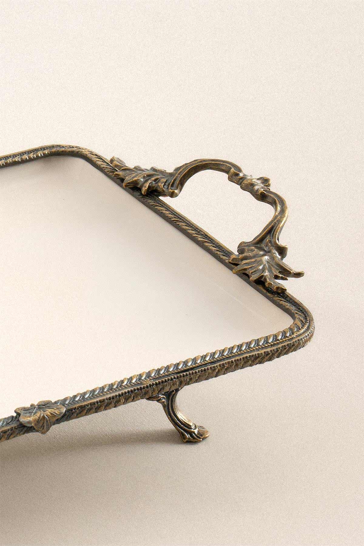 Sierra Eskitme Detaylı Kulplu Porselen Sunumluk Dikdörtgen (30 x 22 cm) - Nazik Home - Yuvama Değer!