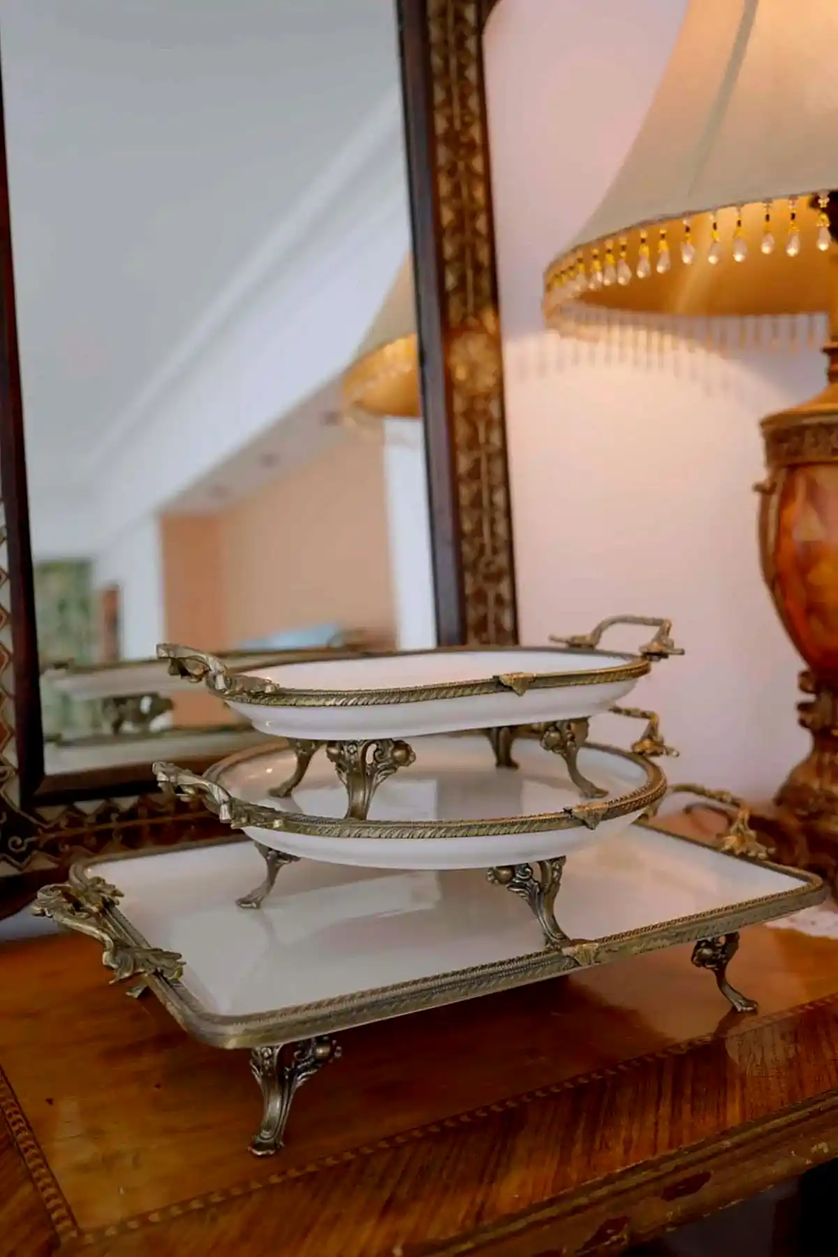 Sierra Eskitme Detaylı Kulplu Porselen Sunumluk Dikdörtgen (35 x 26 cm) - Nazik Home - Yuvama Değer!