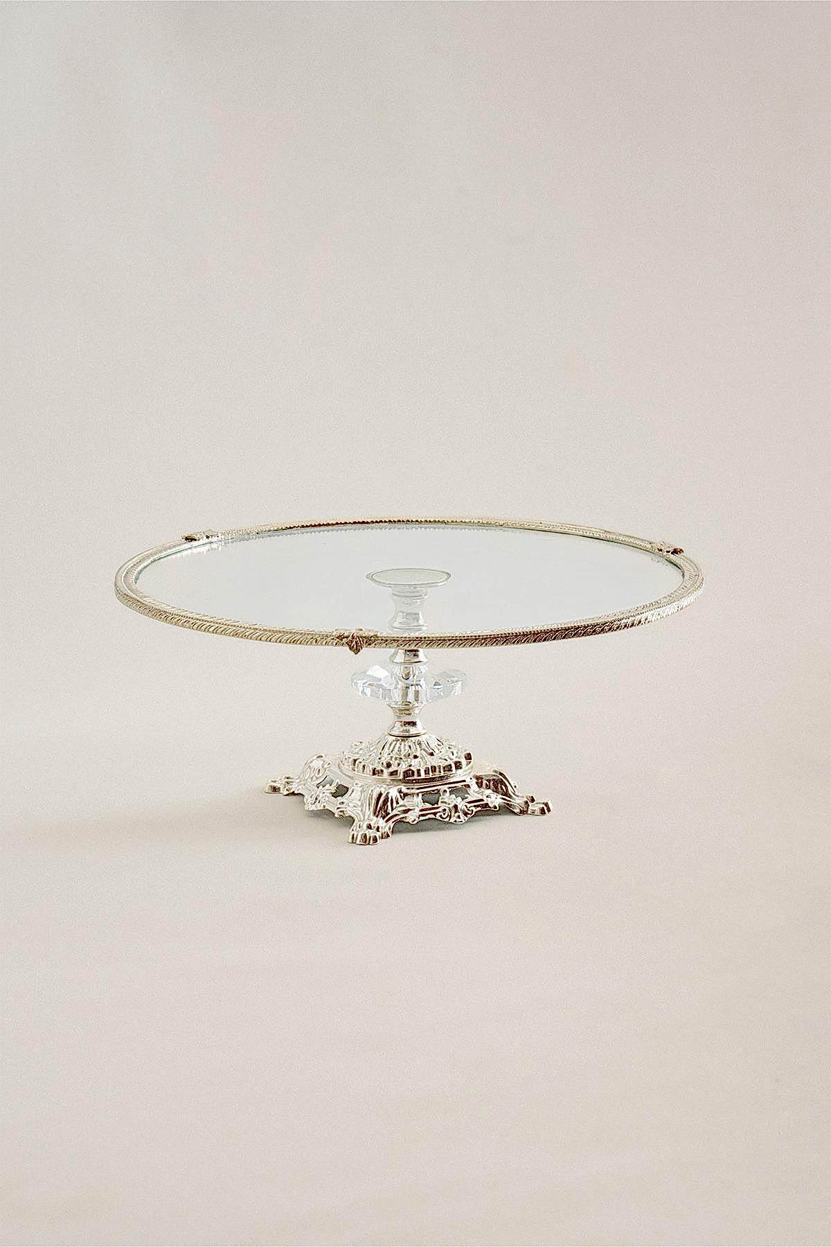 Sierra Gümüş Detaylı Ayaklı Sunumluk Yuvarlak (29 cm) - Nazik Home - Yuvama Değer!