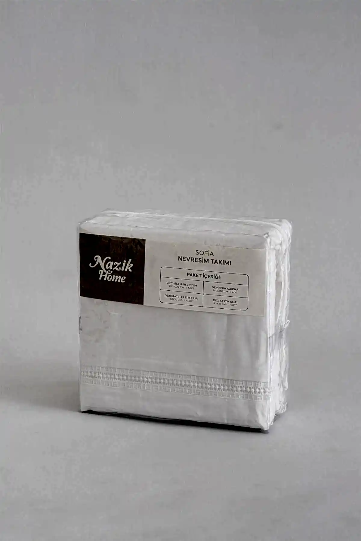 Sofia İşlemeli Pamuk Saten Çift Kişilik 6 Parça Nevresim Takımı