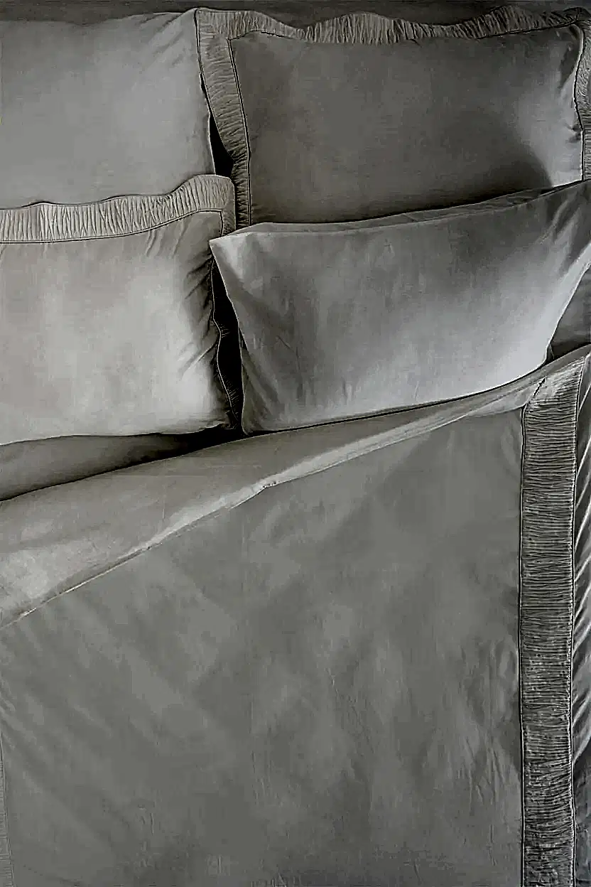 Terosa Plise Detaylı Pamuk Saten Süper King Size 6 Parça Nevresim Takımı