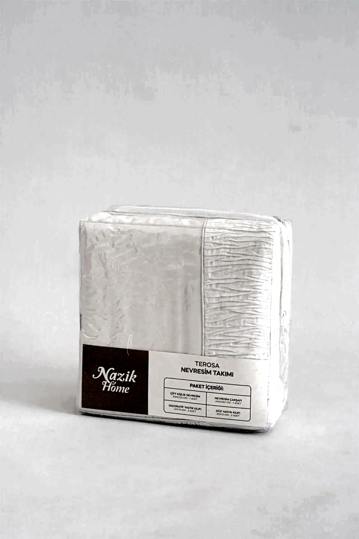 Terosa Plise Detaylı Pamuk Saten Süper King Size 6 Parça Nevresim Takımı