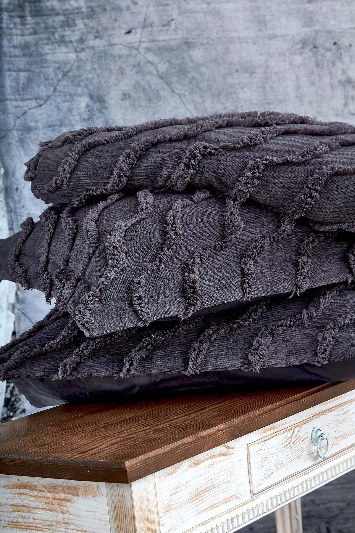 Terra Pelüş Keten Dokulu Çift Kişilik Yatak Örtüsü - Nazik Home - Yuvama Değer!