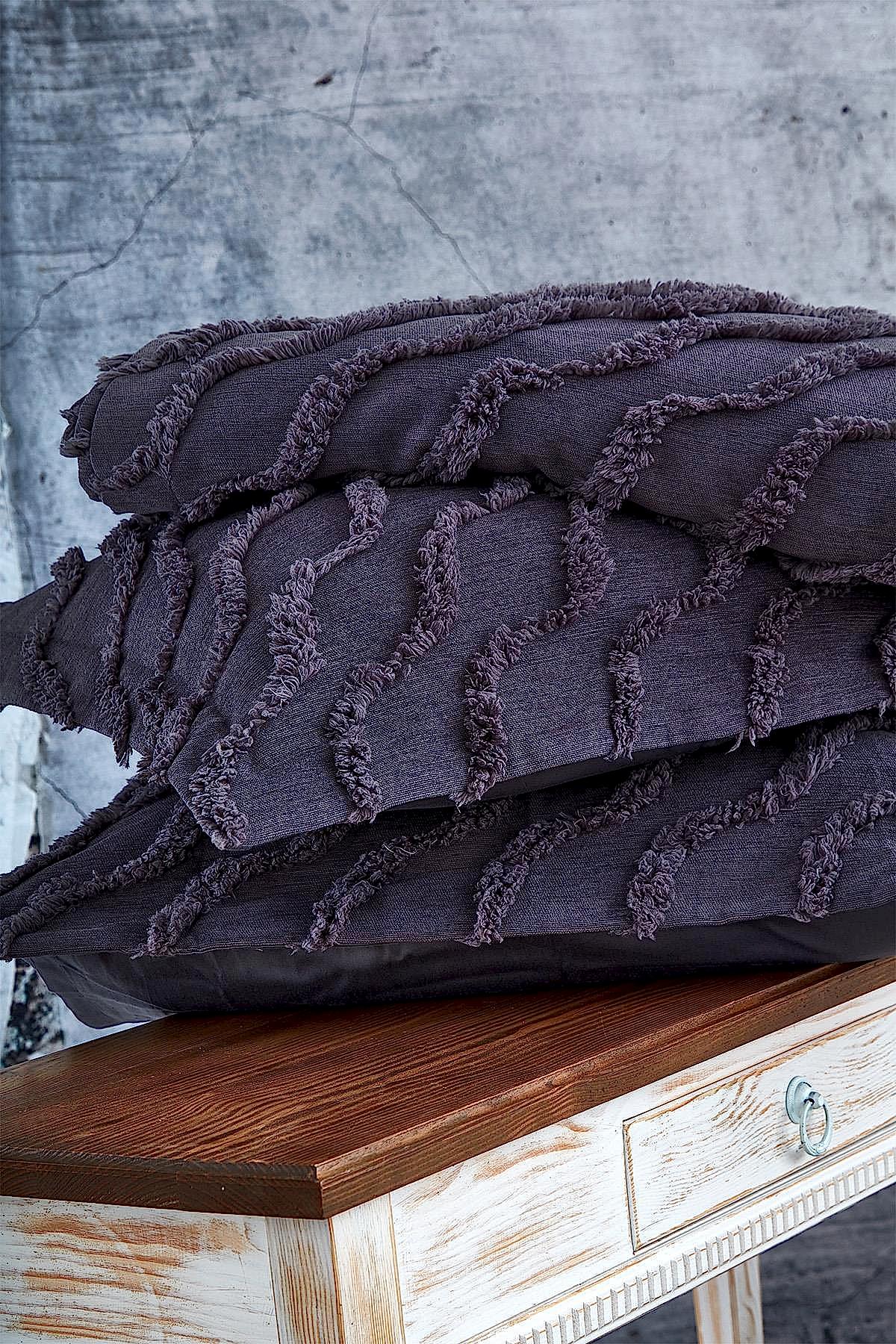 Terra Pelüş Keten Dokulu Tek Kişilik Yatak Örtüsü - Nazik Home - Yuvama Değer!