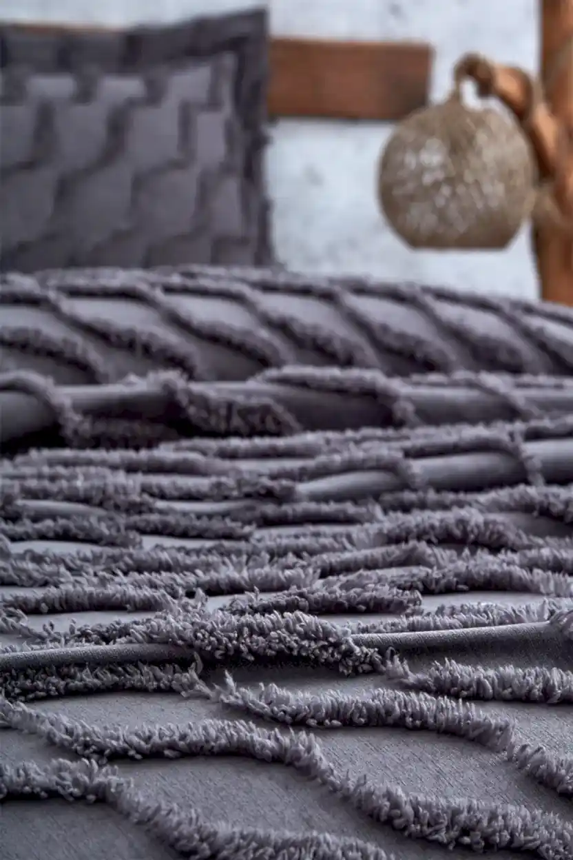 Terra Pelüş Keten Dokulu Tek Kişilik Yatak Örtüsü - Nazik Home - Yuvama Değer!