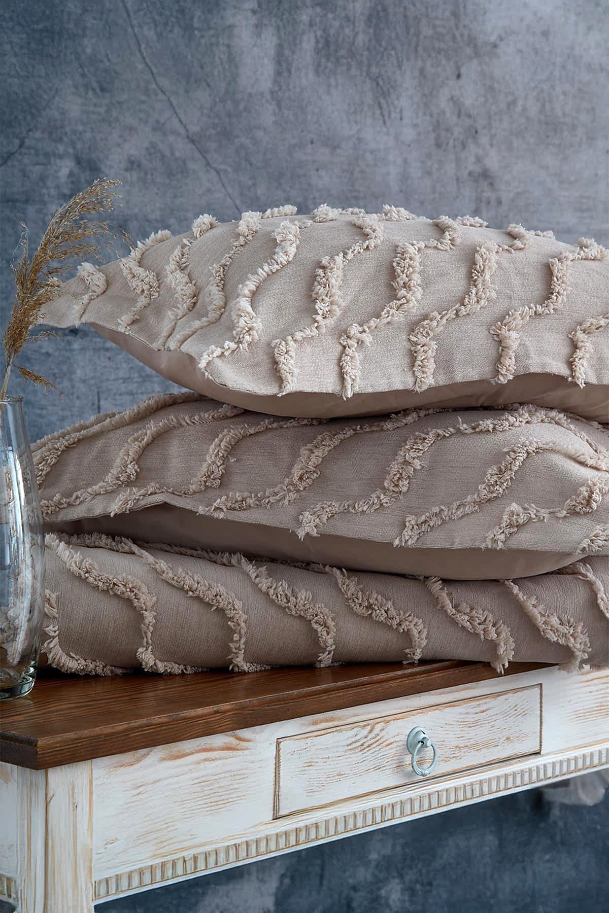 Terra Pelüş Keten Dokulu Tek Kişilik Yatak Örtüsü - Nazik Home - Yuvama Değer!