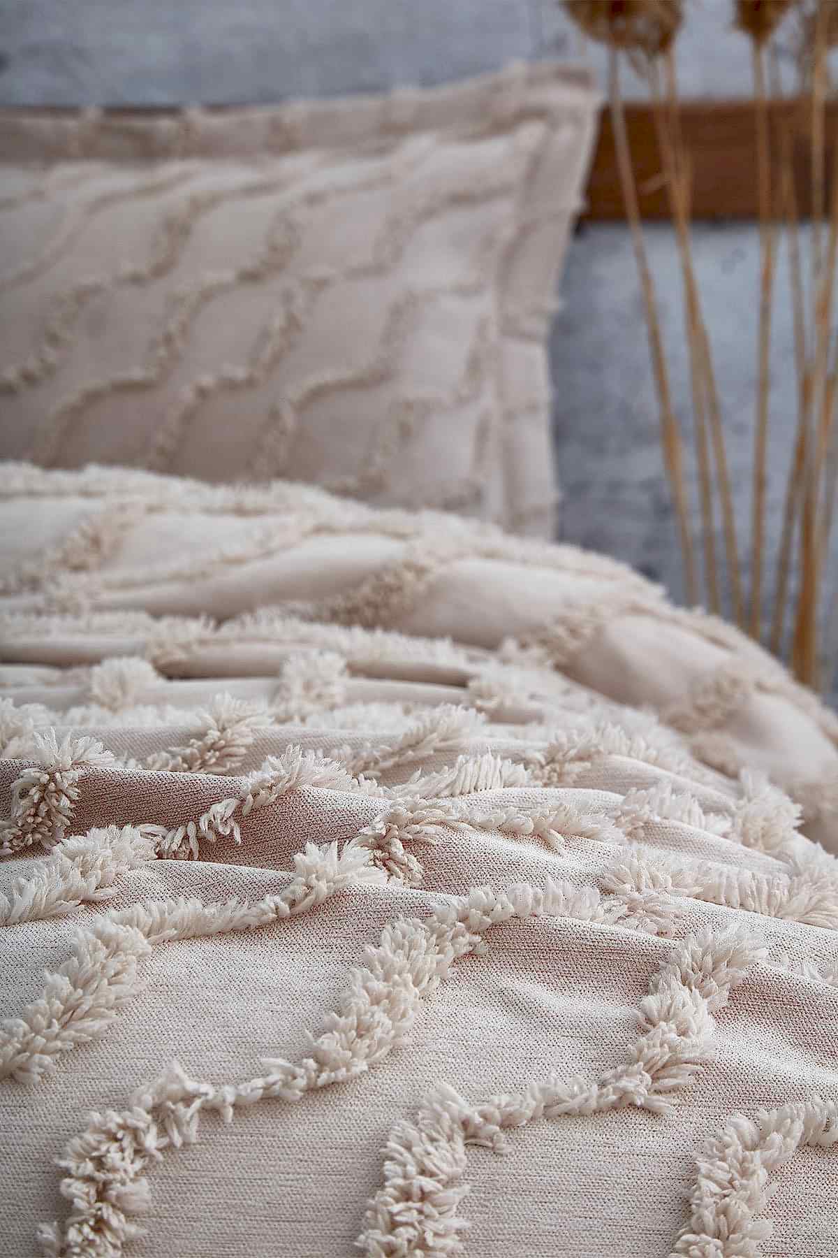 Terra Pelüş Keten Dokulu Tek Kişilik Yatak Örtüsü - Nazik Home - Yuvama Değer!