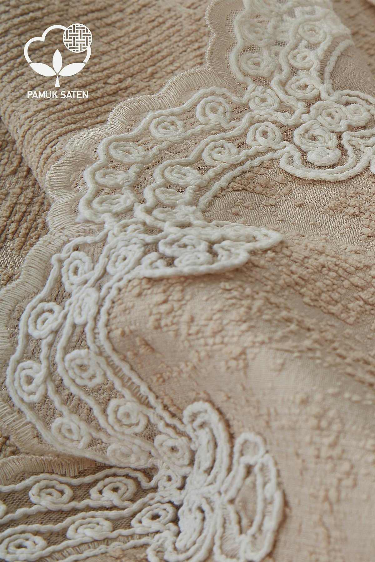 Tienda İşlemeli Çift Kişilik 7 Parça Nevresim + Pike Set - Nazik Home - Yuvama Değer!