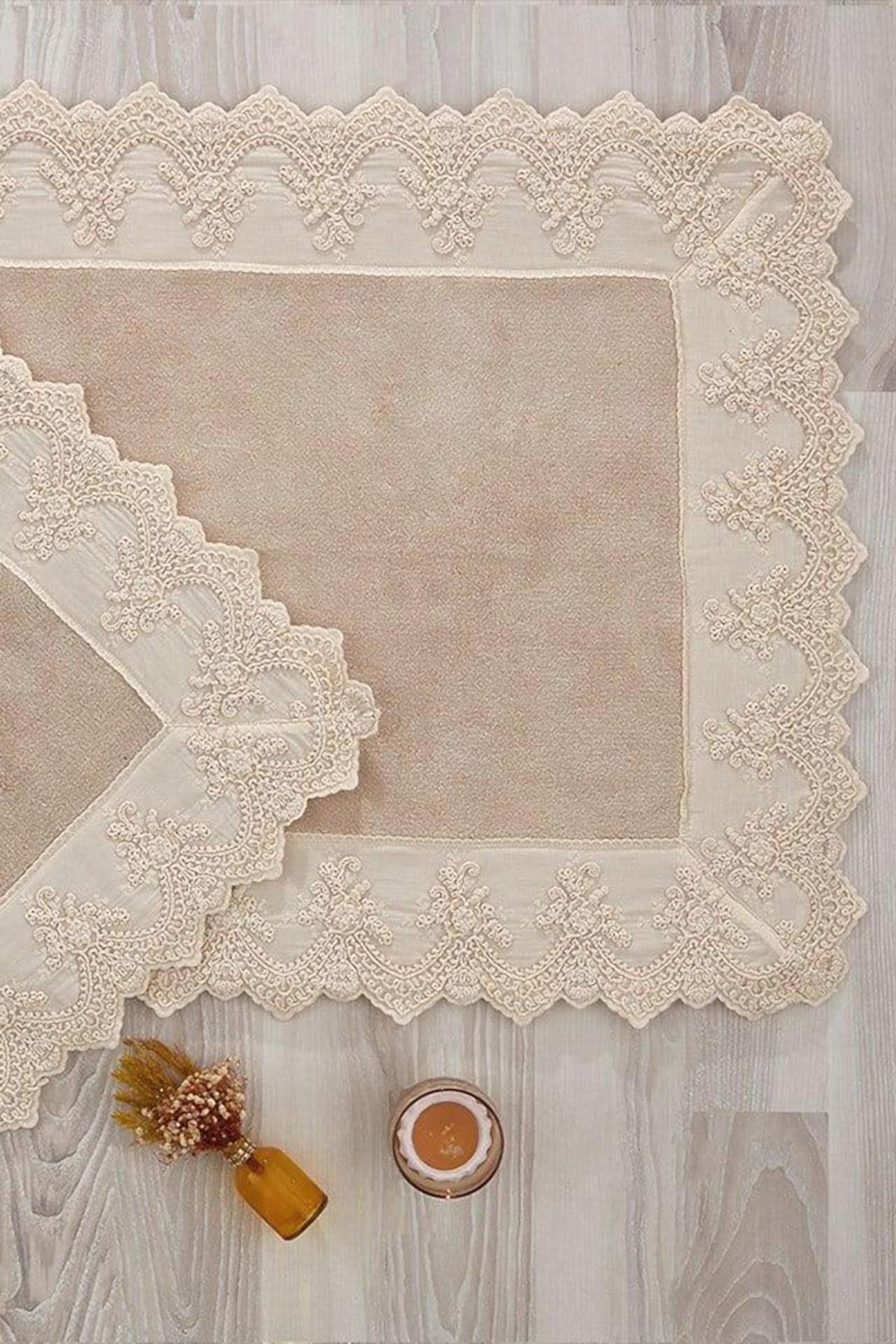 Tual İşlemeli 2'li Paspas Set (60 x 100 cm) - Nazik Home - Yuvama Değer!