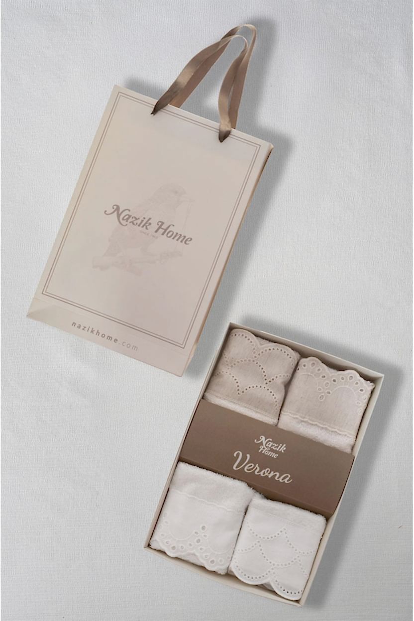 Verona 4'lü Hediyelik Bambu El Havlusu Seti (30 x 30 cm)