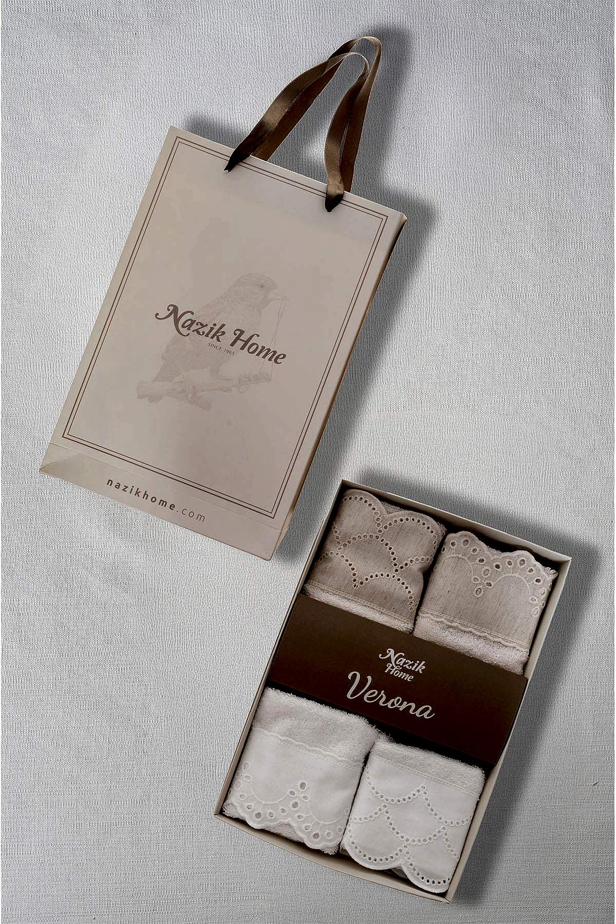 Verona 4'lü Hediyelik Bambu El Havlusu Seti (30 x 30 cm)