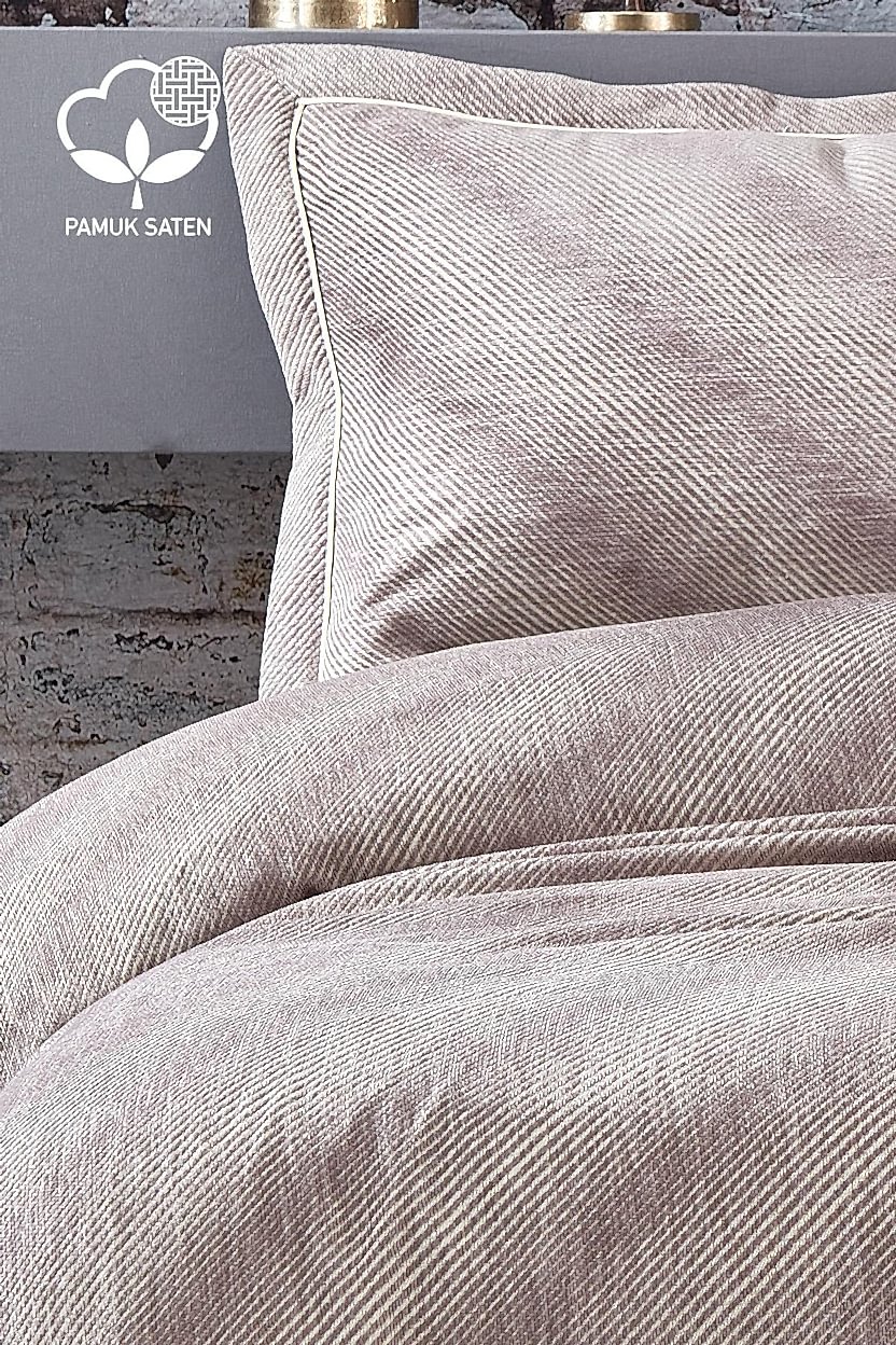 Volga Çizgili Pamuklu Çift Kişilik Yatak Örtüsü - Nazik Home - Yuvama Değer!