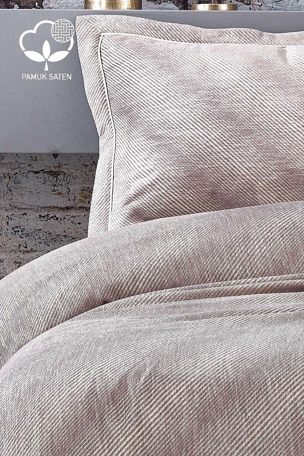 Volga Çizgili Pamuklu Çift Kişilik Yatak Örtüsü - Nazik Home - Yuvama Değer!