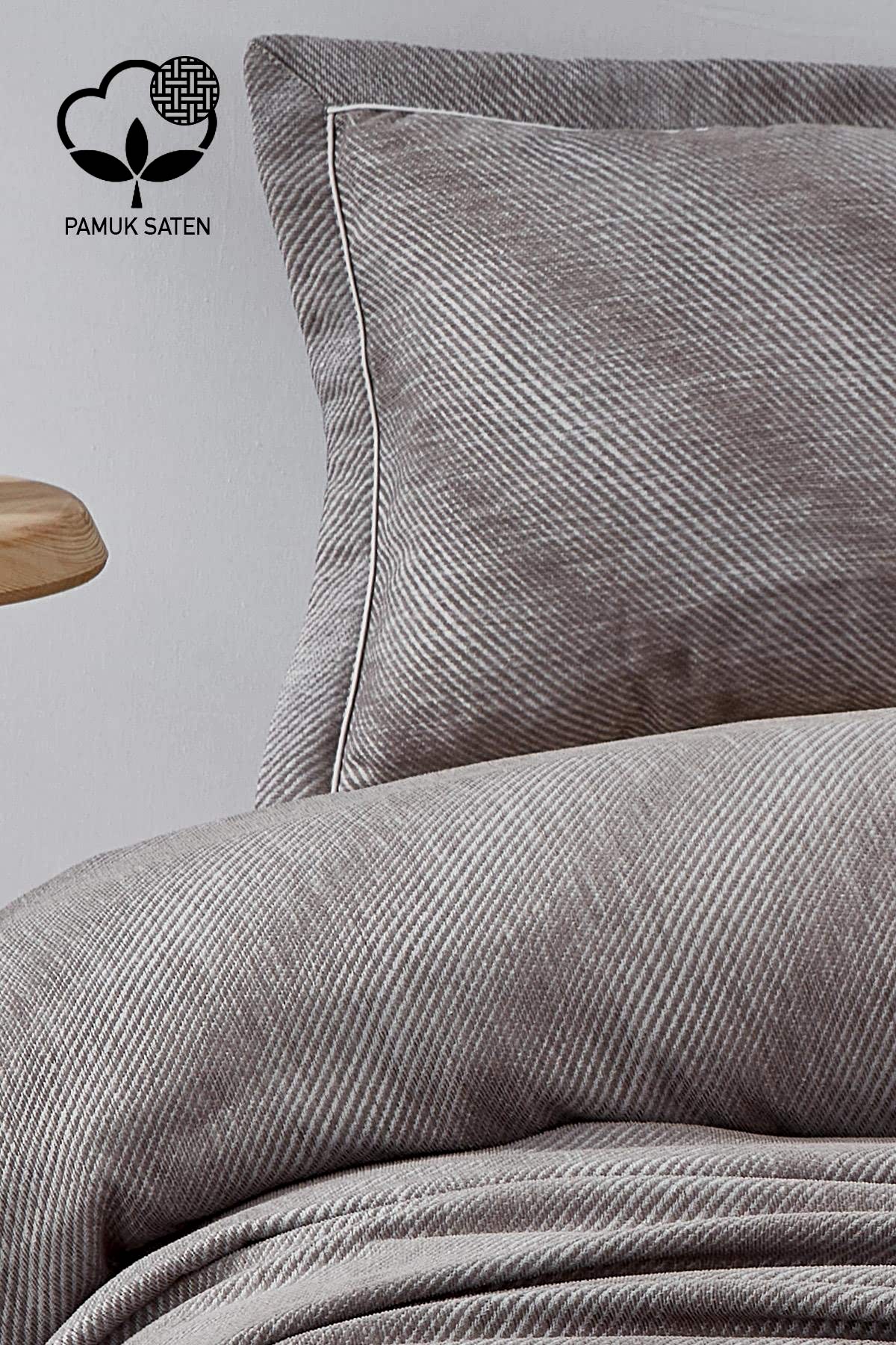 Volga Çizgili Pamuklu Çift Kişilik Yatak Örtüsü - Nazik Home - Yuvama Değer!