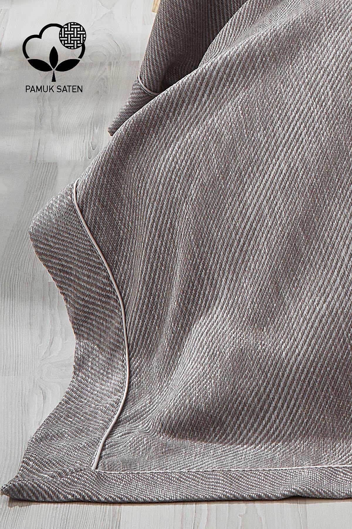 Volga Çizgili Pamuklu Çift Kişilik Yatak Örtüsü - Nazik Home - Yuvama Değer!