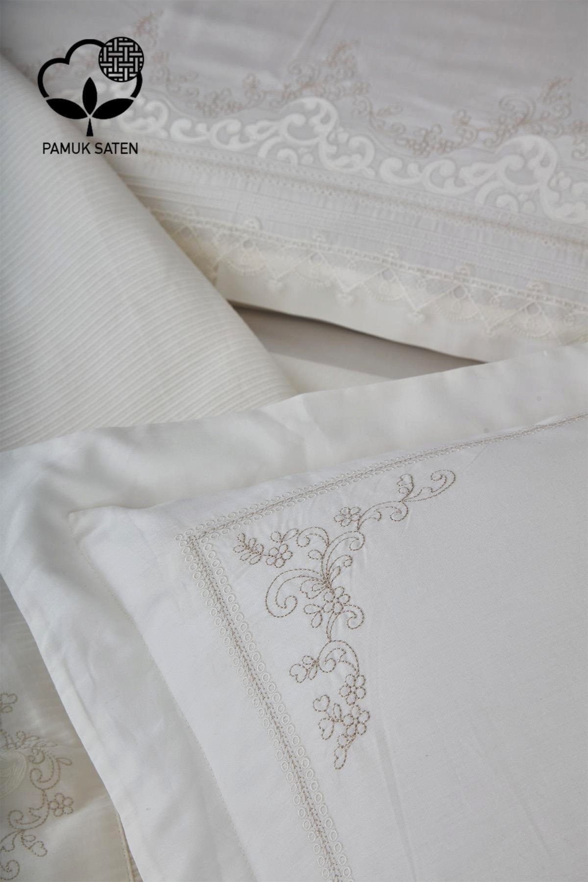 Yakut İşlemeli Çift Kişilik 7 Parça Nevresim + Pike Set - Nazik Home - Yuvama Değer!