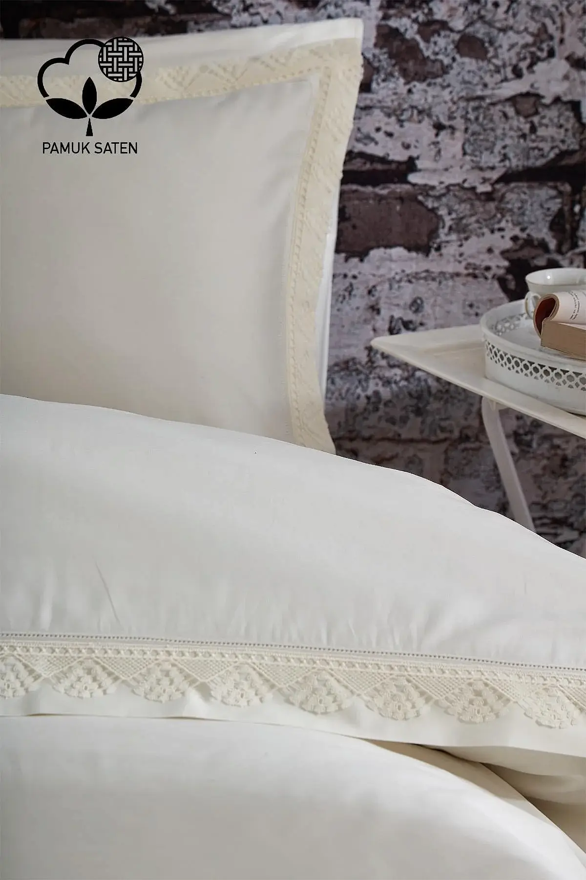 Zarif 300 TC Dantelli Pamuk Saten Süper King Size 6 Parça Nevresim Takımı - Nazik Home - Yuvama Değer!