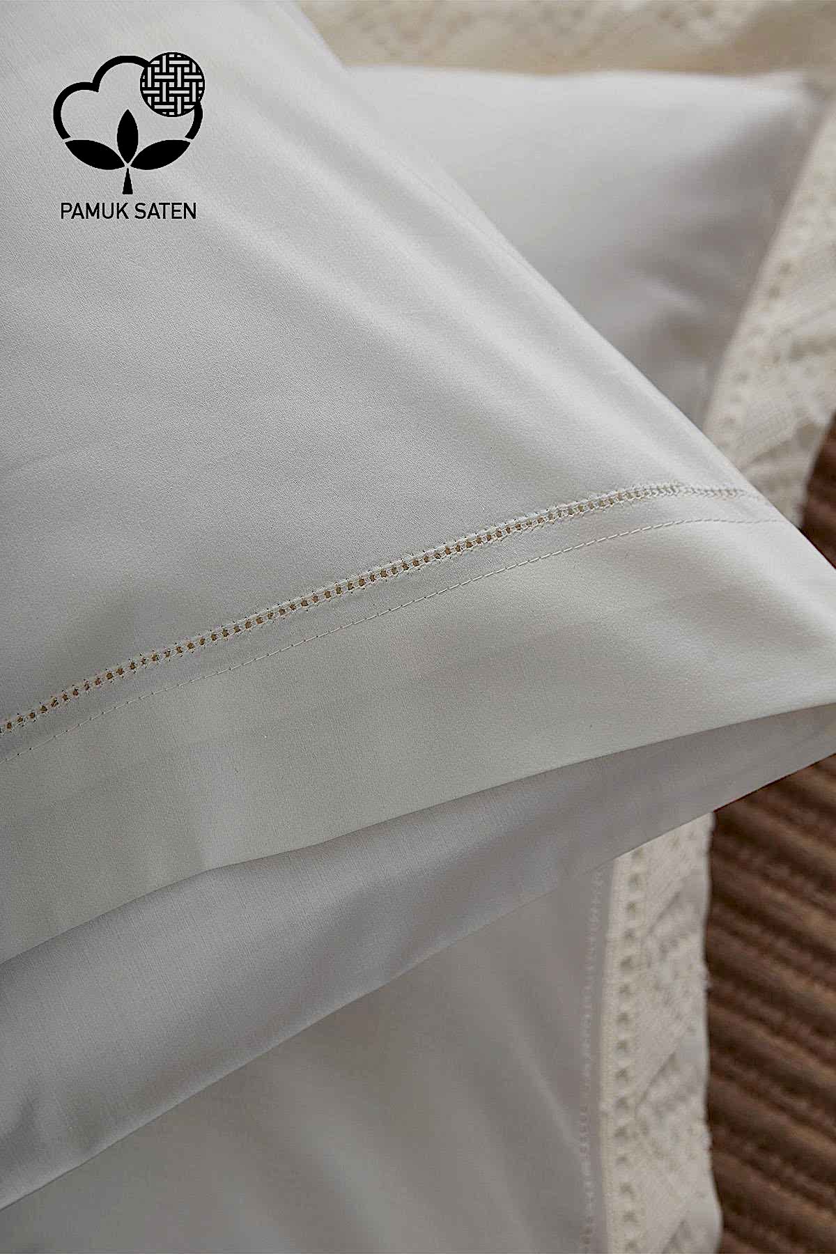 Zarif 300 TC Dantelli Pamuk Saten Süper King Size 6 Parça Nevresim Takımı - Nazik Home - Yuvama Değer!