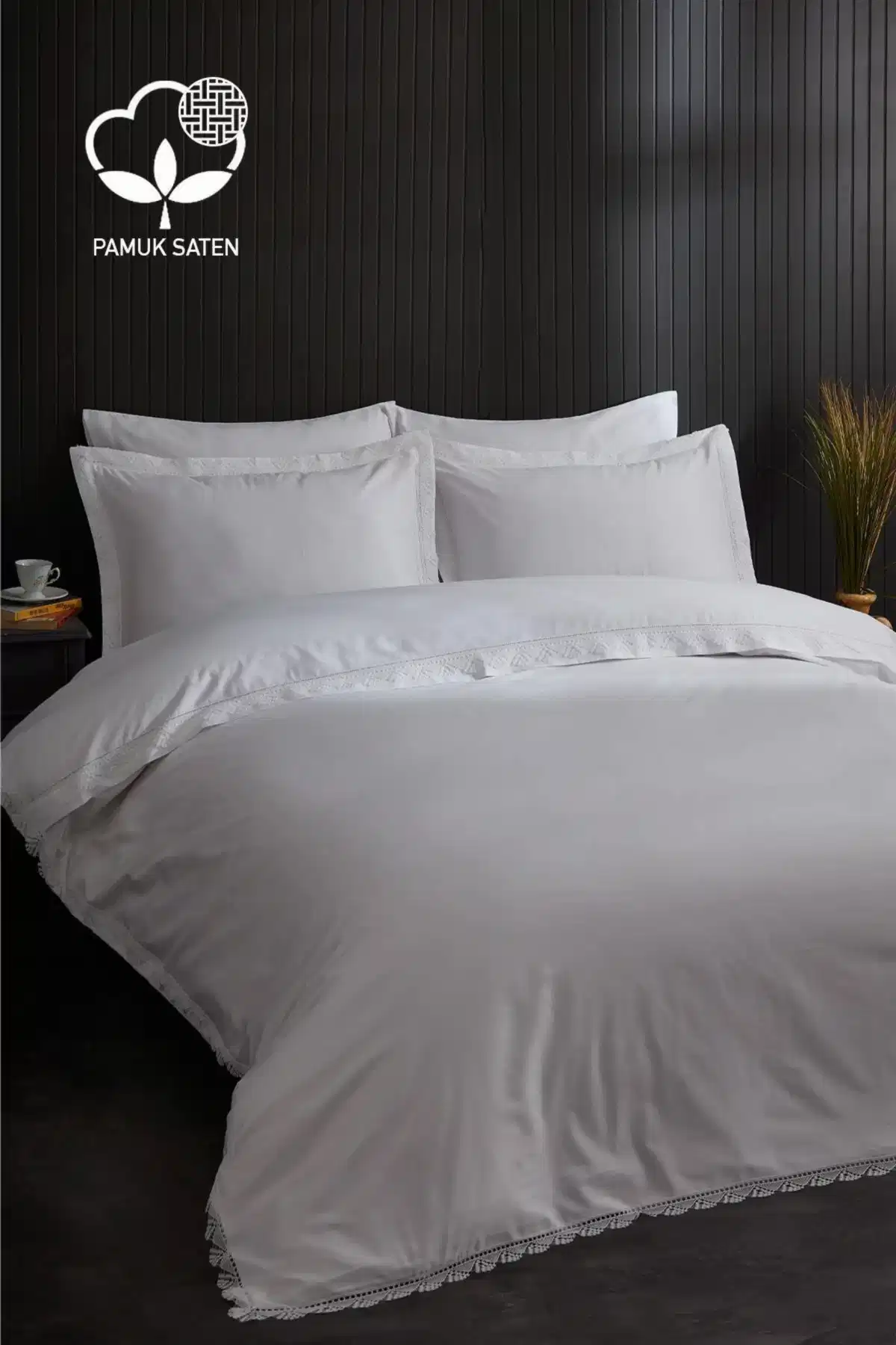 Zarif 300 TC Dantelli Pamuk Saten Süper King Size 6 Parça Nevresim Takımı - Nazik Home - Yuvama Değer!