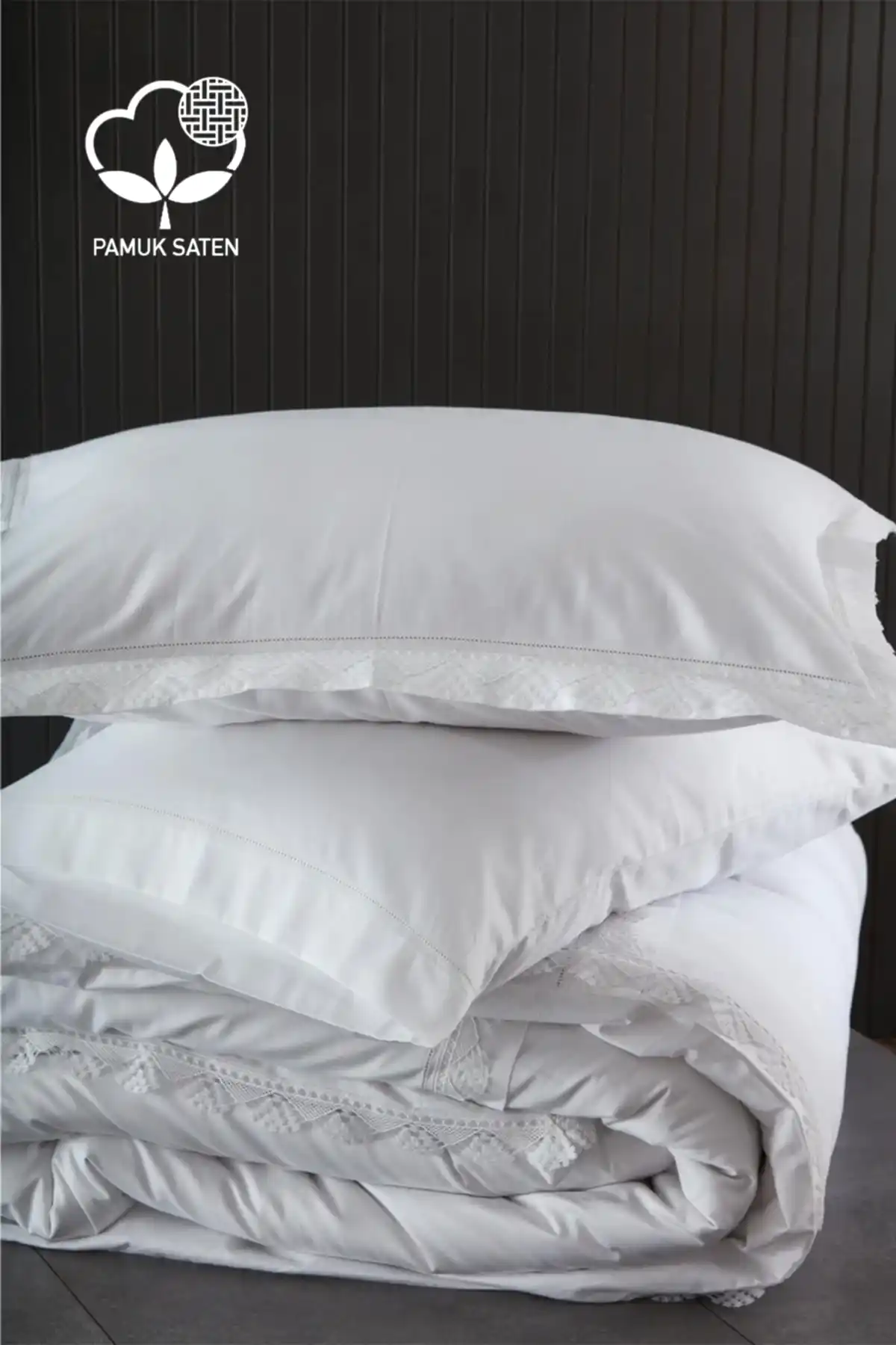 Zarif 300 TC Dantelli Pamuk Saten Süper King Size 6 Parça Nevresim Takımı - Nazik Home - Yuvama Değer!