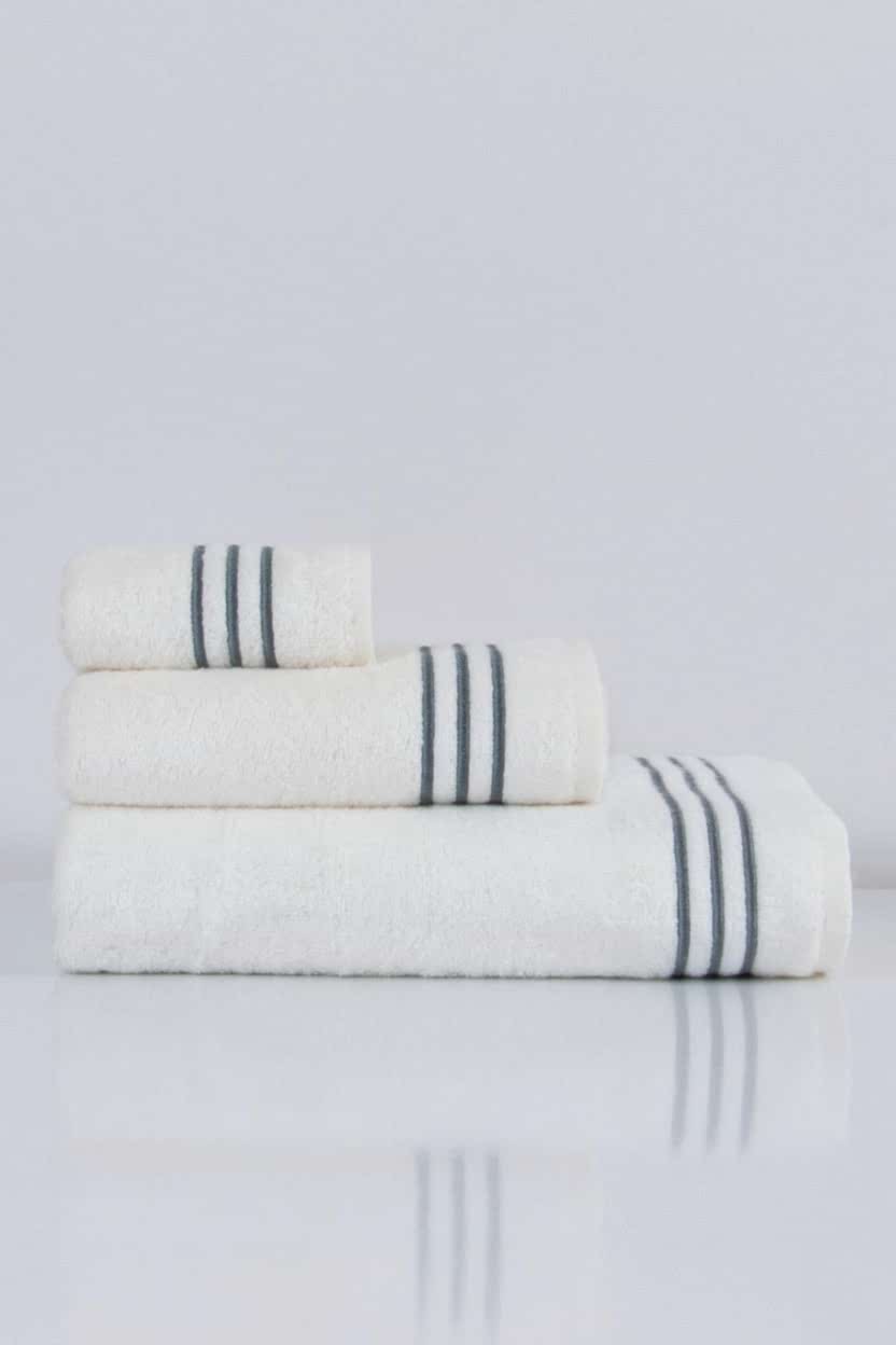 Zen Çizgi Nakışlı Yüz Havlusu (50 x 90 cm) - Nazik Home - Yuvama Değer!